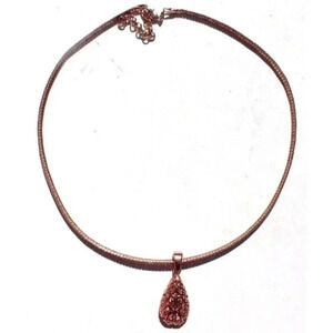 Vintage Rose Gold Tear Drop Pendant Cuff Band Necklace Jewelry